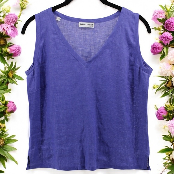 Maneki-Neko Indigo 100% Linen Summer Minimalist Capsule Top Size 40 (S/M) - Picture 1 of 8